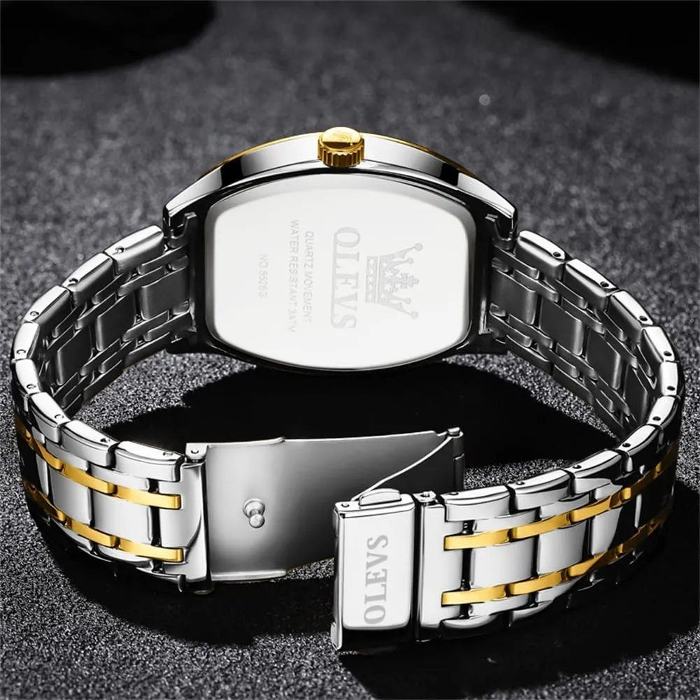 Watch for Men Casual Stainless Steel Waterproof Luminous Two divert colleague foundation Tone Wrist Watch OLEVS Men Watches Square Business Dress Diamond Analog Quartz Date Luxury 