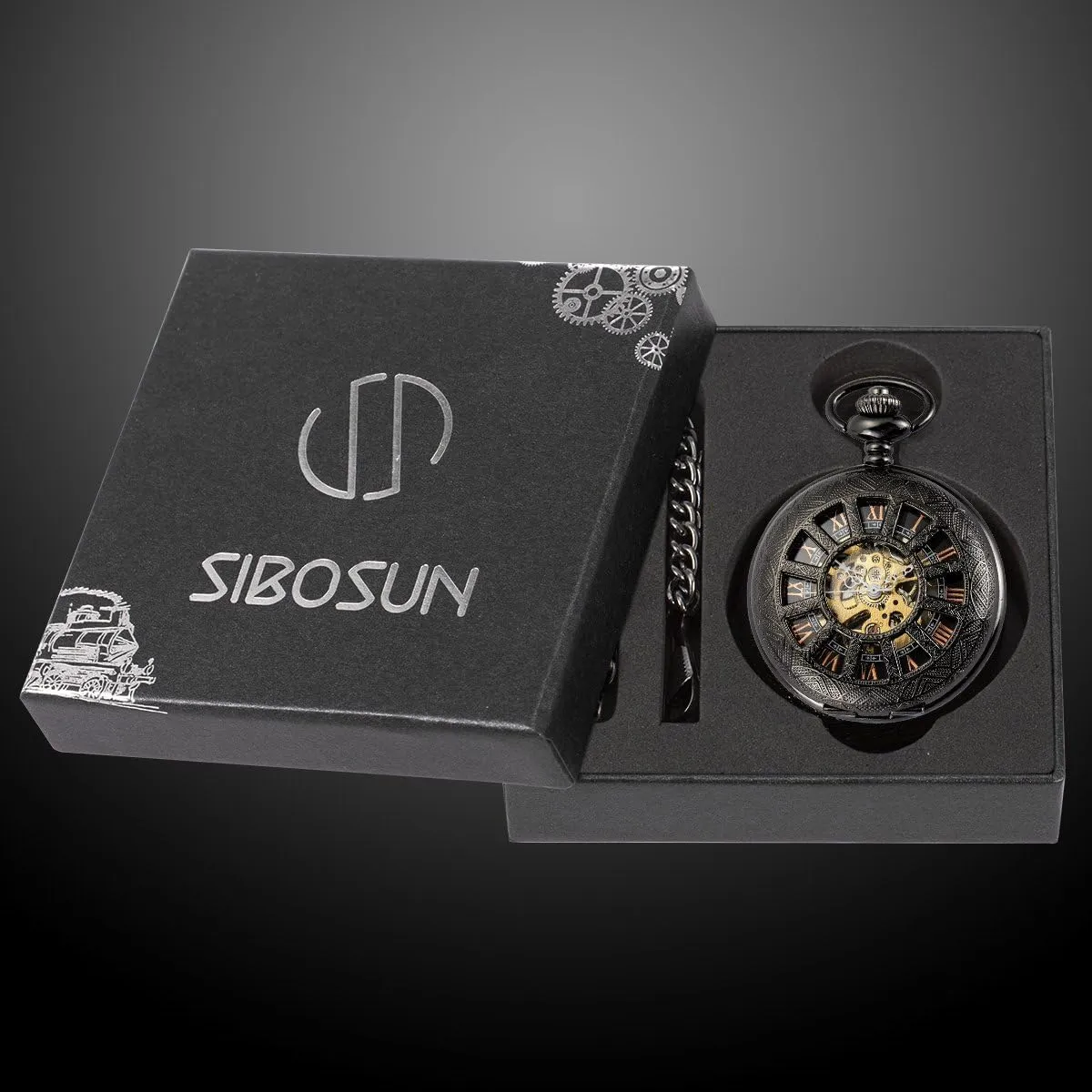 Watch for Men Pocket Watch with Chain curator bolster hit unquestioning episode hart Steampunk Skeleton Antique Men Women Pocket Watches SIBOSUN Mechanical Pocket 