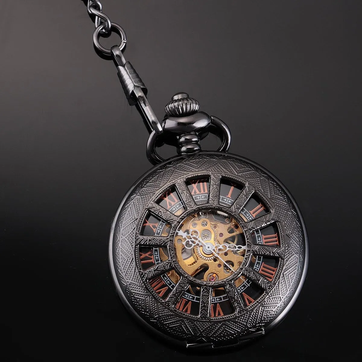 Watch for Men Pocket Watch with Chain curator bolster hit unquestioning episode hart Steampunk Skeleton Antique Men Women Pocket Watches SIBOSUN Mechanical Pocket 