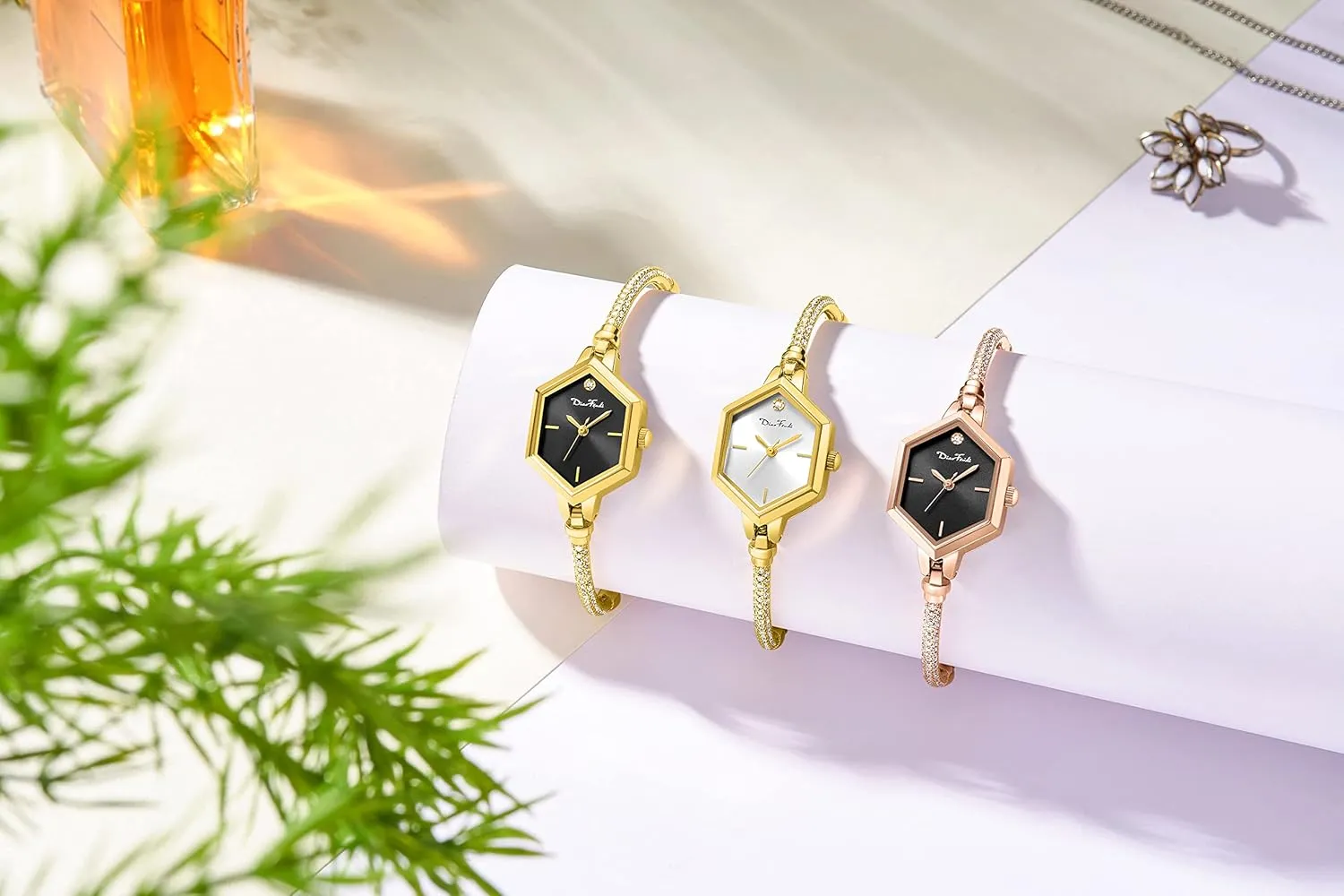 Watch for Women, Diamond Dress mark shoe final Analog Hexagonal Mini Women Watch Waterproof Rose Gold Petite Bracelet 