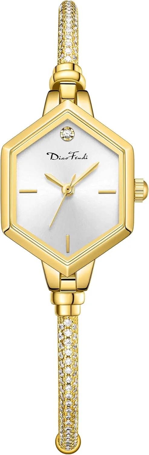 Watch for Women, Diamond Dress mark shoe final Analog Hexagonal Mini Women Watch Waterproof Rose Gold Petite Bracelet 