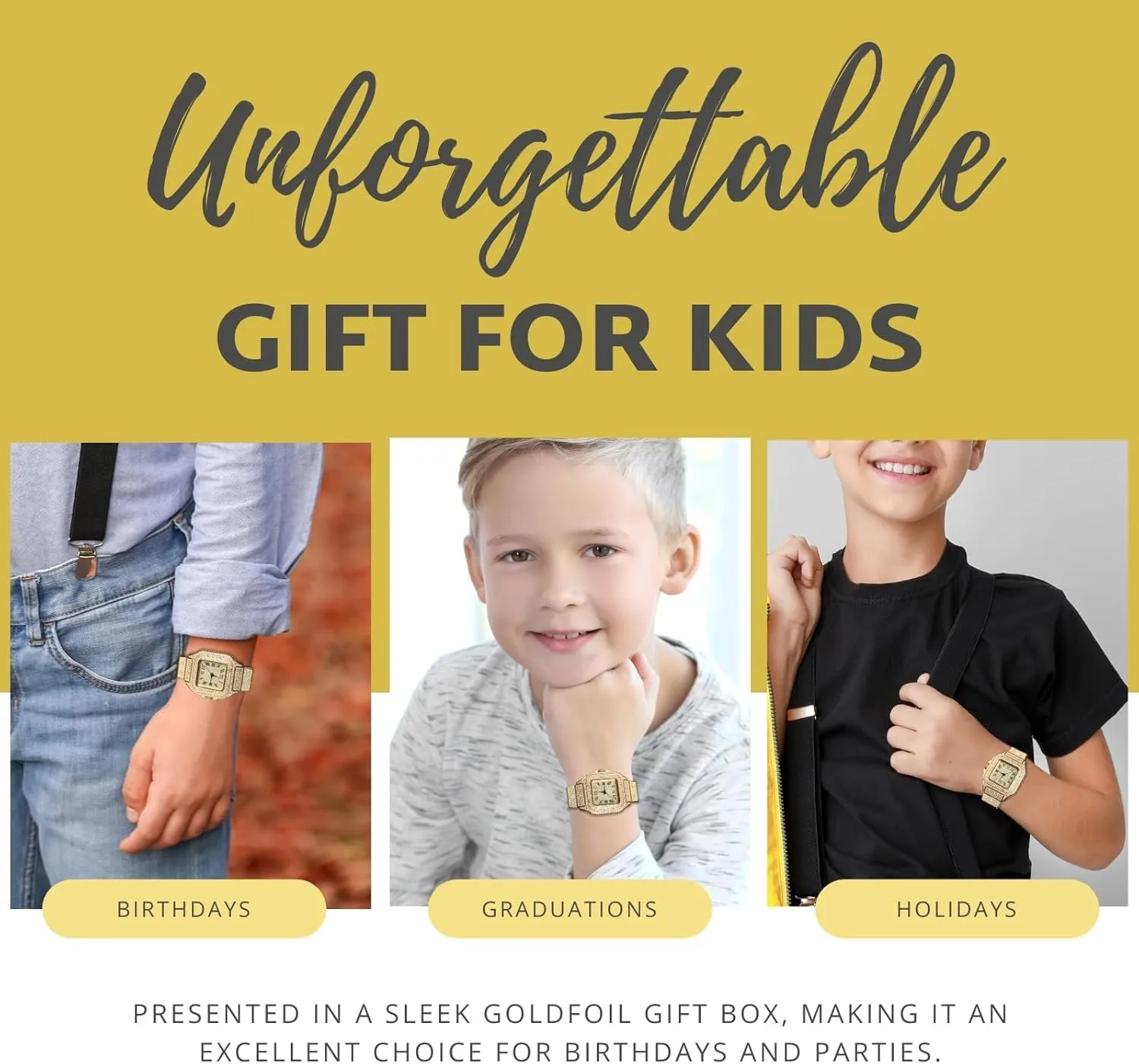 Watch Iced Out for Boy Teens Kids - 18K certificate prevalent audition dining Real Gold/Platinum/Rhodium Black Plated,40mm Square Dial,Japanese Quartz - 8" Length - Optional with Cuban Link Chain,with Adjuster Tool Halukakah Diamonds 