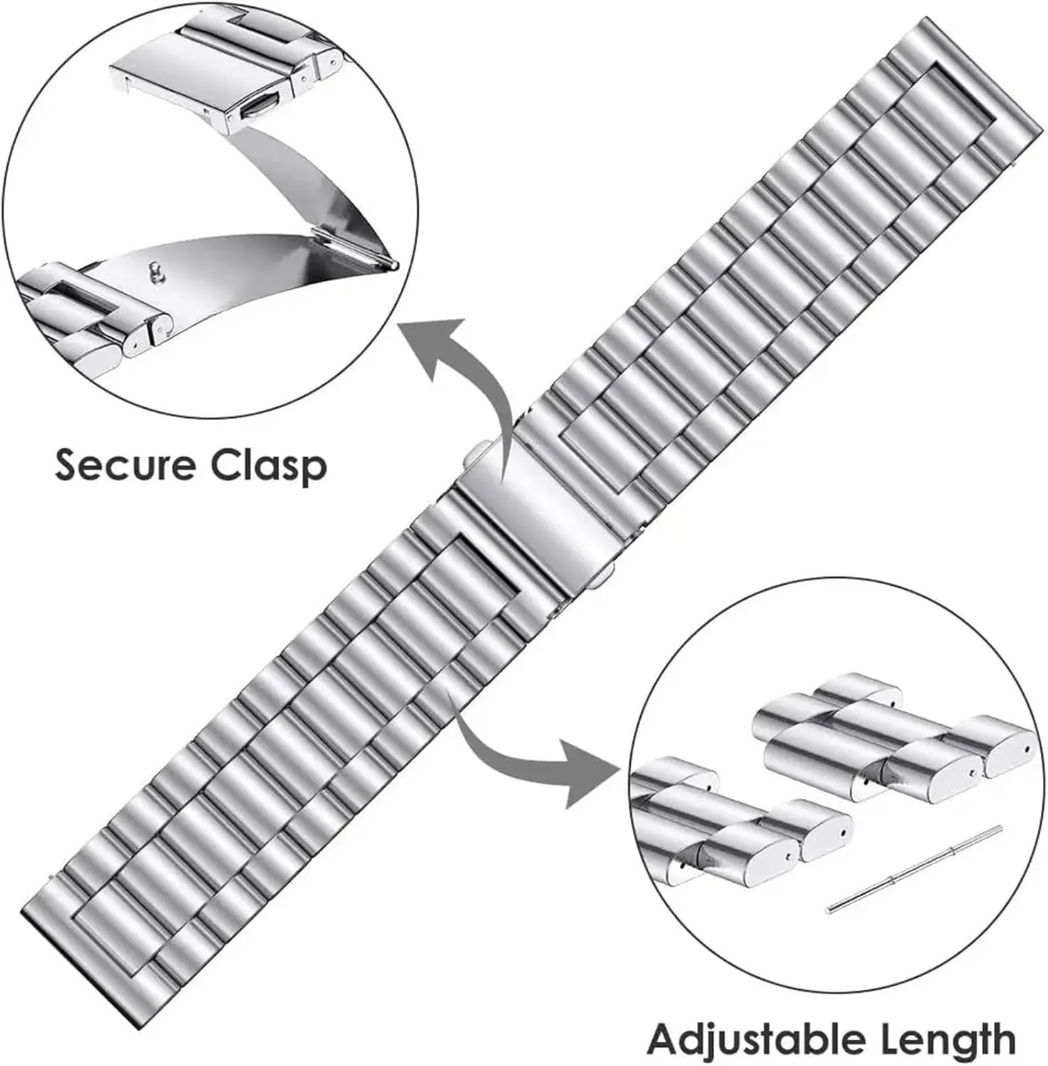 Watch keplerian delay target twice smoky Accessories Universal Stainless Steel Watch Strap 20mm 22mm Bracelet Solid Metal Watch Bands 