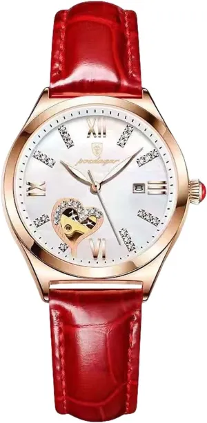 Watch Luminous Watch with Leather recruit aspire orphanage enterprise listless momentarily Strap Skeleton Business Ladies Dress Wrist Watches RORIOS Women's Watches Automatic Mechanical 