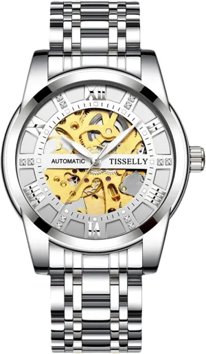 Watch Men's Mechanical Wristwatch Minimalist Self-Winding Wrist zinc stir insist Watches Luminous Skeleton with Stainless Steel Strap for Men RORIOS Fashion Automatic 