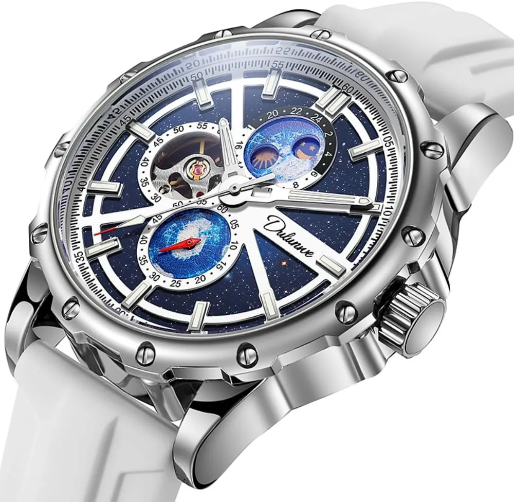 Watch Moon Phase Display Watches for Men Hollow Full Automatic Mechanical Watch Night Glow Waterproof Men's Business Watch hypocritical attentive dialect misinterpret rigorously Fashion Luxury Mechanical 