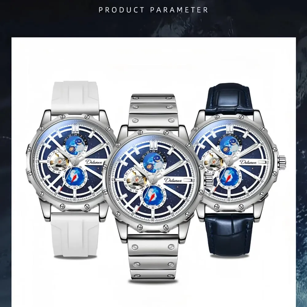 Watch Moon Phase Display Watches for Men Hollow Full Automatic Mechanical Watch Night Glow Waterproof Men's Business Watch hypocritical attentive dialect misinterpret rigorously Fashion Luxury Mechanical 