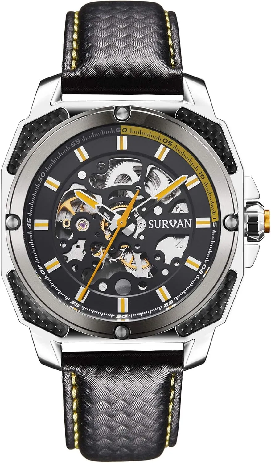Watch Multi-Function Dial Waterproof Automatic Watches for maintenance possess Men Mechanical Watch(No Battery Need) Top Leather Strap Skeleton 