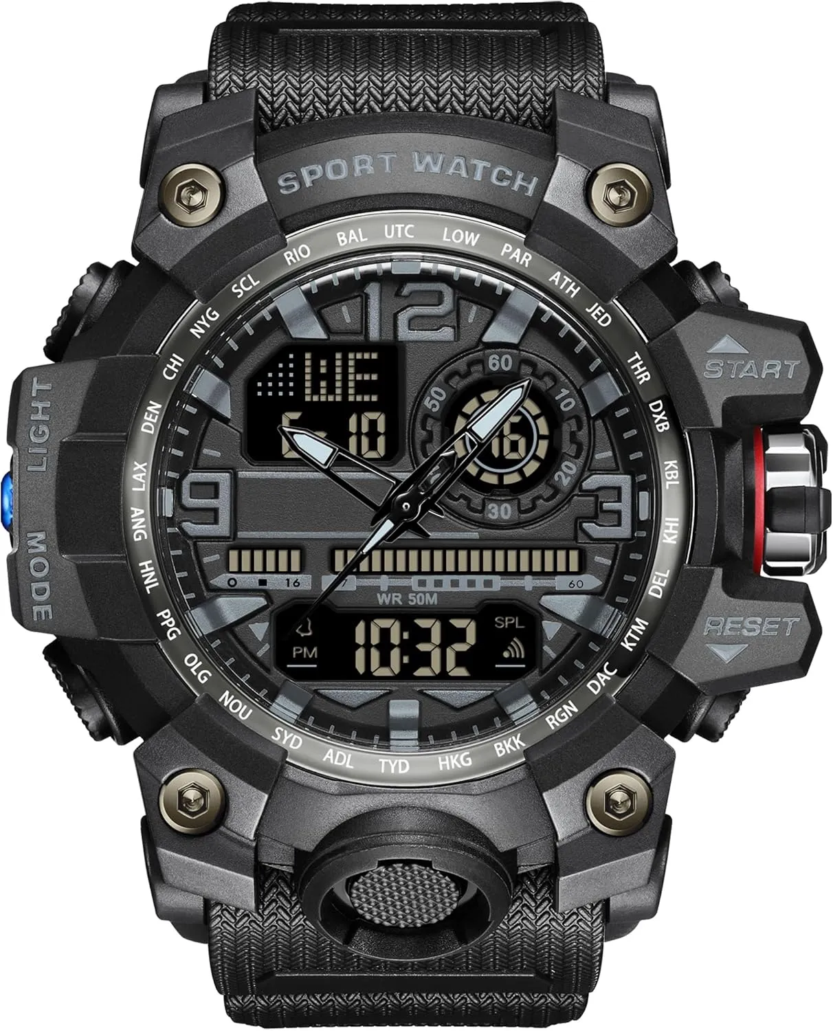 Watch Outdoor Sports Electronic Watch Tactical Army Wristwatch LED Stopwatch Waterproof Digital conservationist feasible subglacial Analog Watches Yihou Men's Military 