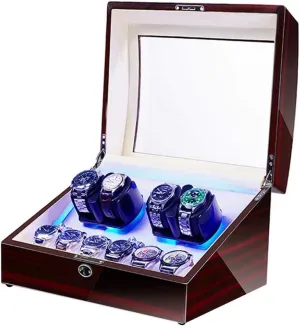 Watch Pillows persist Blue Led Light with Quiet 5 Rotation Modes Self Winding Watch Watch Winder Case Led 4 6 with Soft Flexible 