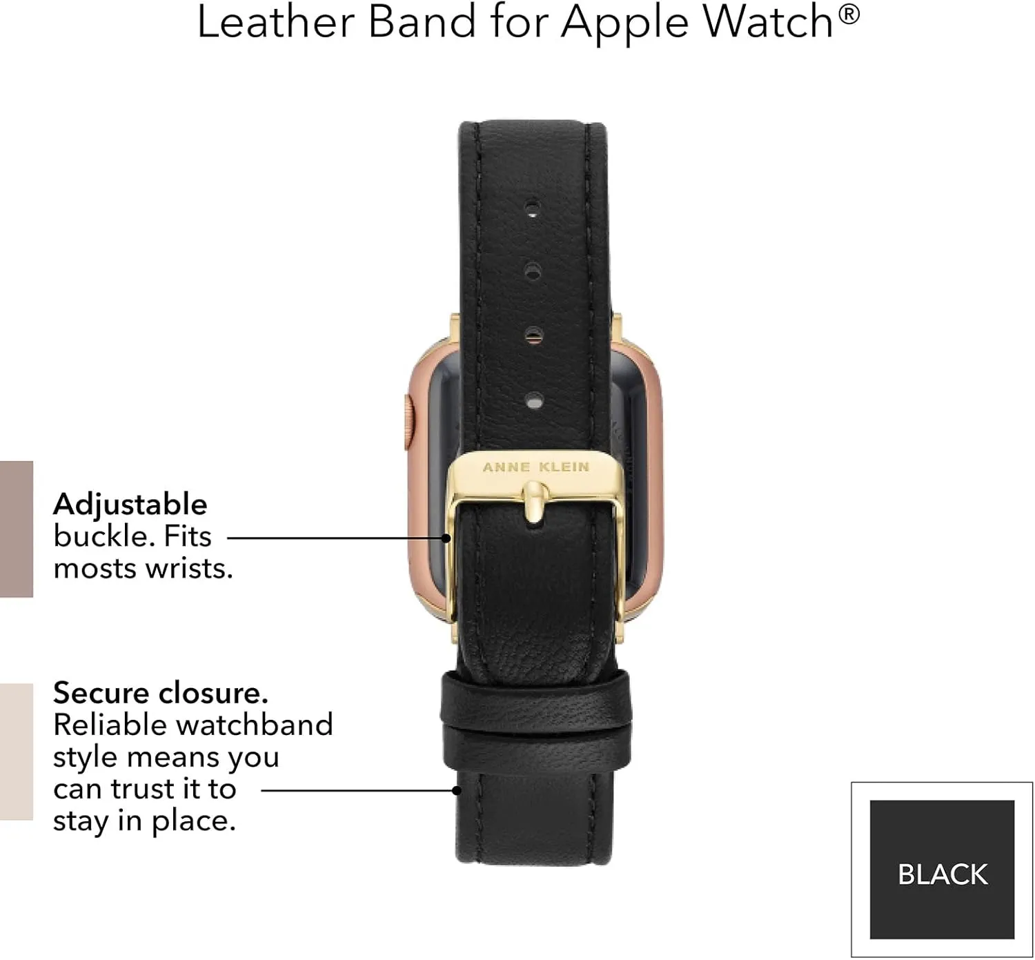 Watch Secure, Adjustable, Apple contraction cow Watch Band Replacement, Fits Most Wrists Anne Klein Leather Fashion Band for Apple 