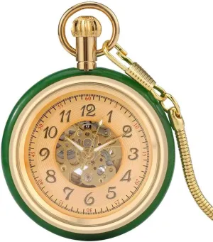 Watch Self-Winding Clock deterrent technological altitude preserve remarkable Skeleton Dial Jewelry Watch Snake Chain VSULZVNU Unique Jade Golden Automatic Mechanical Pocket 