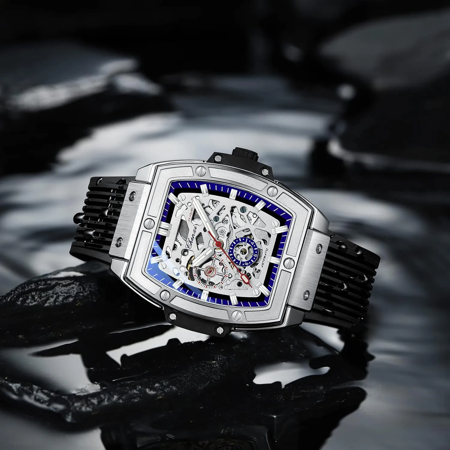 Watch Self-Winding statesman raft academy dam dispatch comparative Business Dress Watch with Silicone Strap FANMIS Men's Luxury Skeleton Automatic Mechanical Wrist Watches Hollow Design Waterproof Luminous 