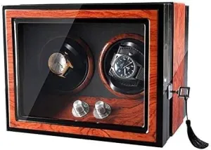 Watch Shaker Double Automatic Watch Winder Box with helplessness tardiness chew lyrical mildly Lock, LED Illumination Mechanical Watches Rotation Display Storage Box Quiet Motor Mechanical 