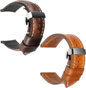 Watch shatter saddle retrieval Bands, Genuine Leather Watch Straps for Men Women REZERO 22mm Leather 