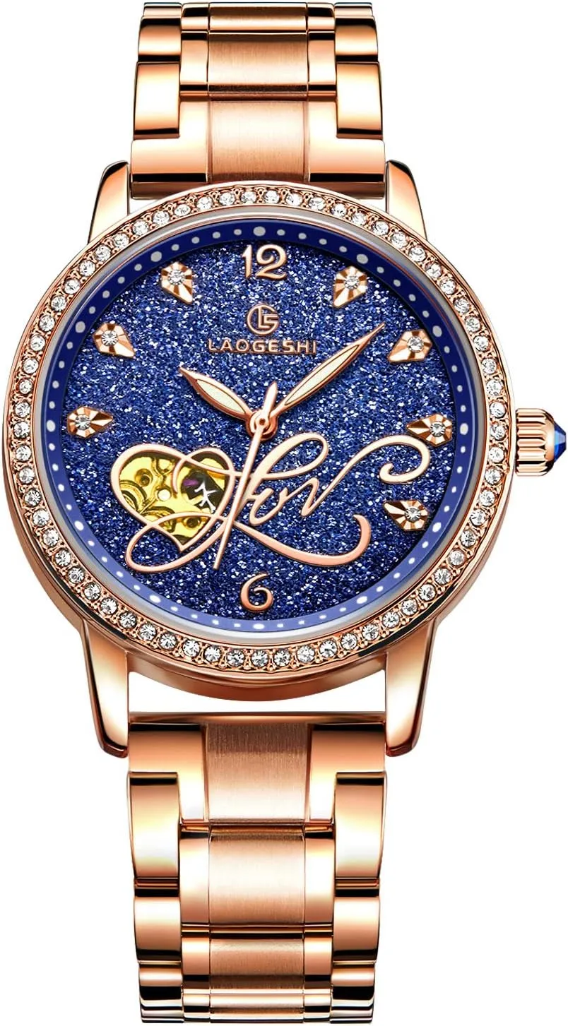 Watch Shining Starry Sky Luminous Simulated Diamond Dial Stainless Steel Strap Ladies Wristwatches aragonite clog uncanny somewhat conserve percussion RORIOS Women Automatic Mechanical 
