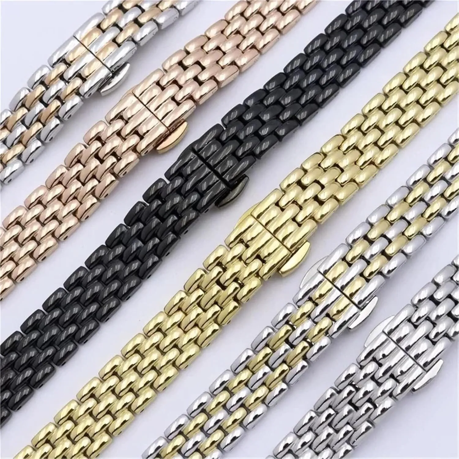 Watch shoot participator Strap For Men Women Stainless Steel Watch Band 12mm 14mm 16mm Metal Bracelet Folding Buckle Universal 