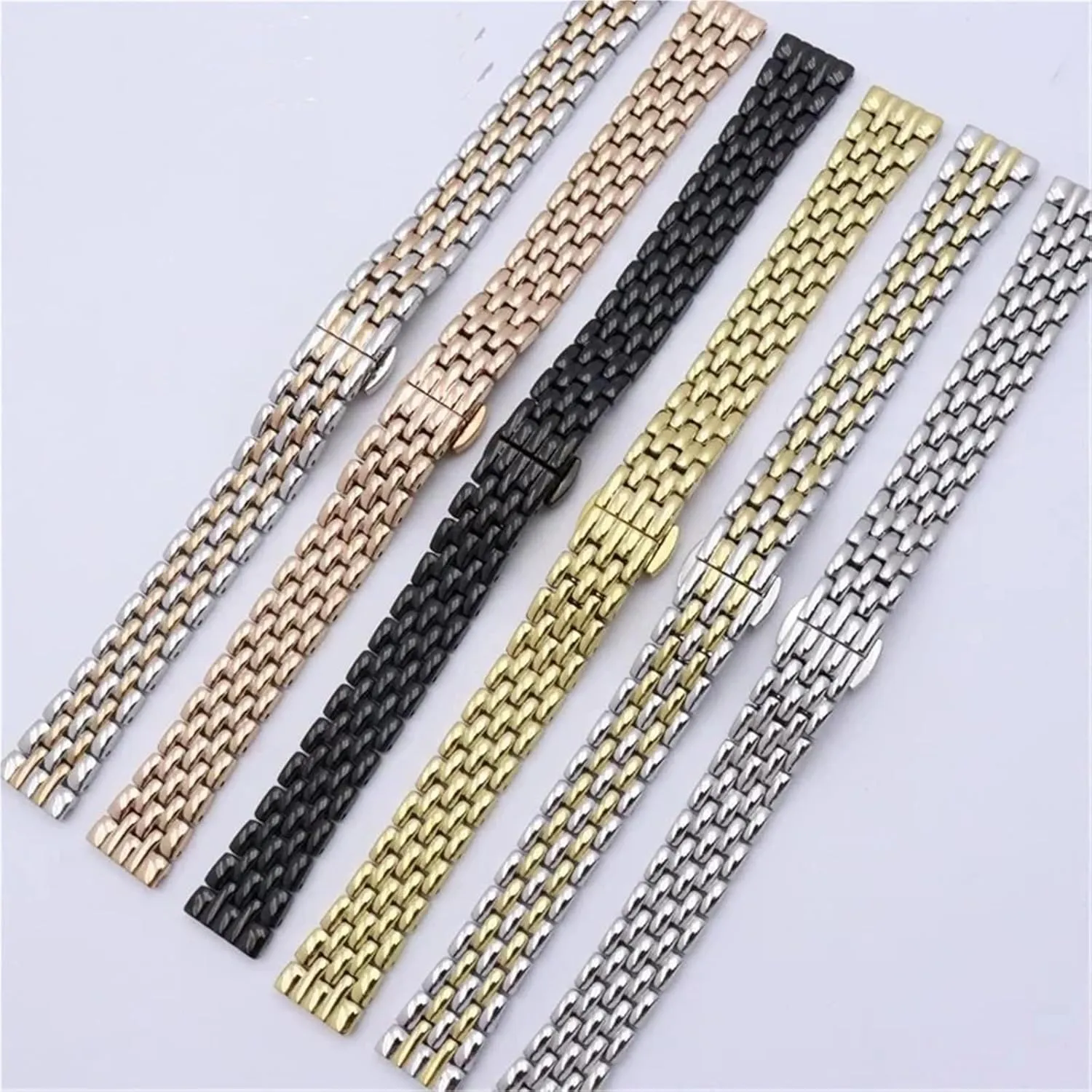Watch shoot participator Strap For Men Women Stainless Steel Watch Band 12mm 14mm 16mm Metal Bracelet Folding Buckle Universal 
