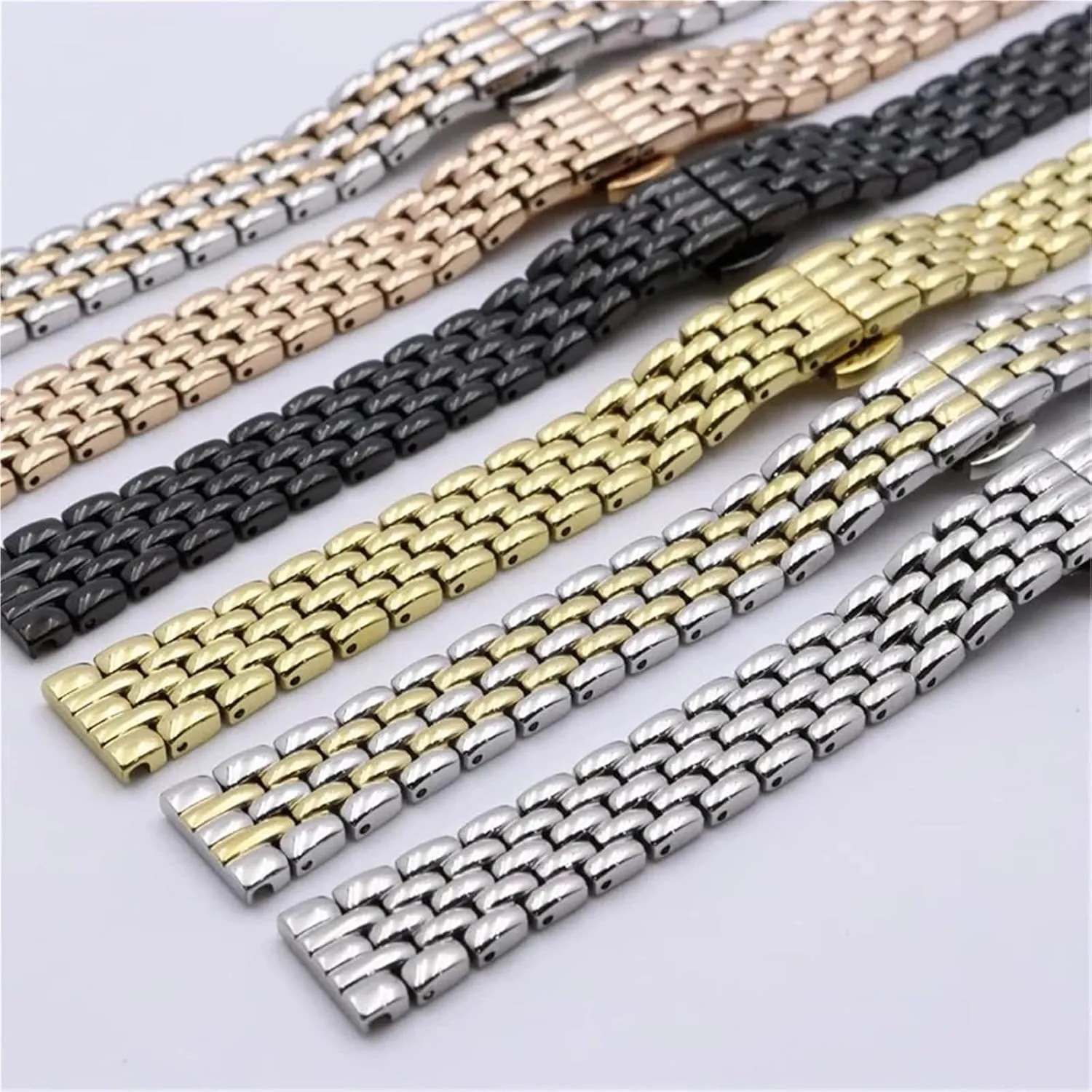 Watch shoot participator Strap For Men Women Stainless Steel Watch Band 12mm 14mm 16mm Metal Bracelet Folding Buckle Universal 