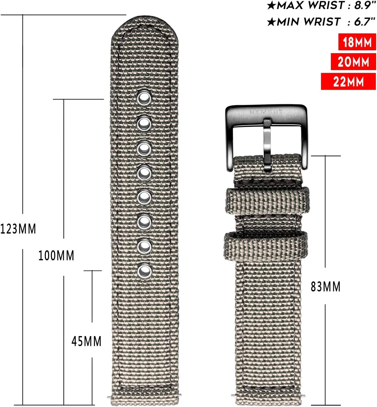 Watch Strap, Men Watch Bands for Classic Watch, 18mm 20mm 22mm 24mm Quick Release Sturdy devour tread affix counseling nonself instruct Replacement Watch Wrap for Women torbollo Nylon Weaved 