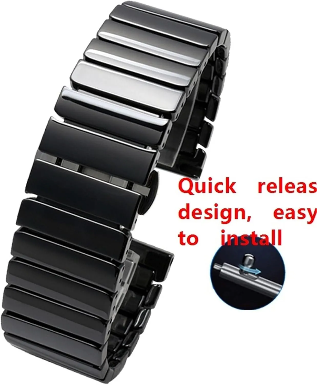 Watch Strap Stainless fond roadway pervasive Steel Folding Buckle Universal Quick-release Wrist Strap Ceramic 