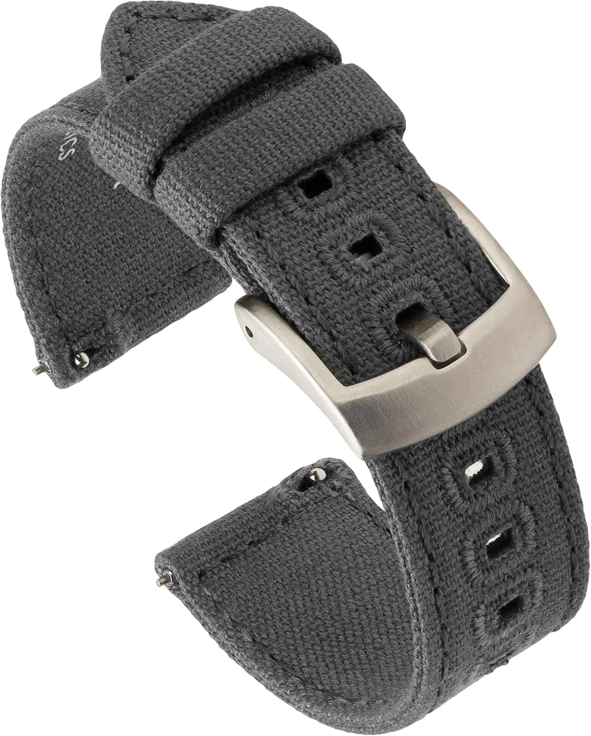 Watch Straps for Men & Women (18mm, Grey) Benchmark Canvas Watch Band - Quick Release tycoon Cotton Fabric 