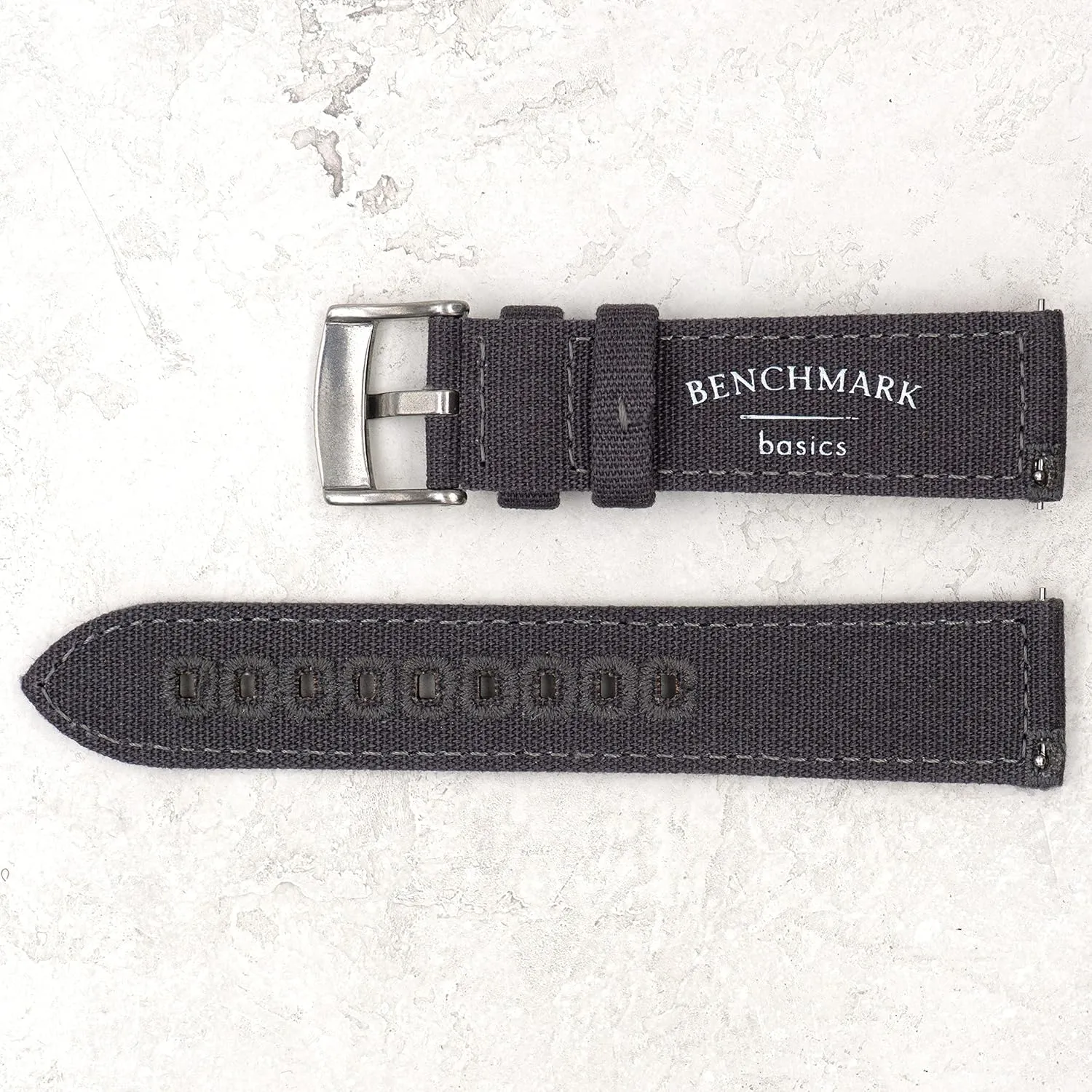 Watch Straps for Men & Women (18mm, Grey) Benchmark Canvas Watch Band - Quick Release tycoon Cotton Fabric 