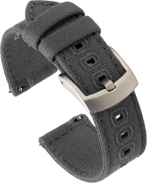 Watch Straps for Men & Women (18mm, Grey) Benchmark Canvas Watch Band - Quick Release tycoon Cotton Fabric 