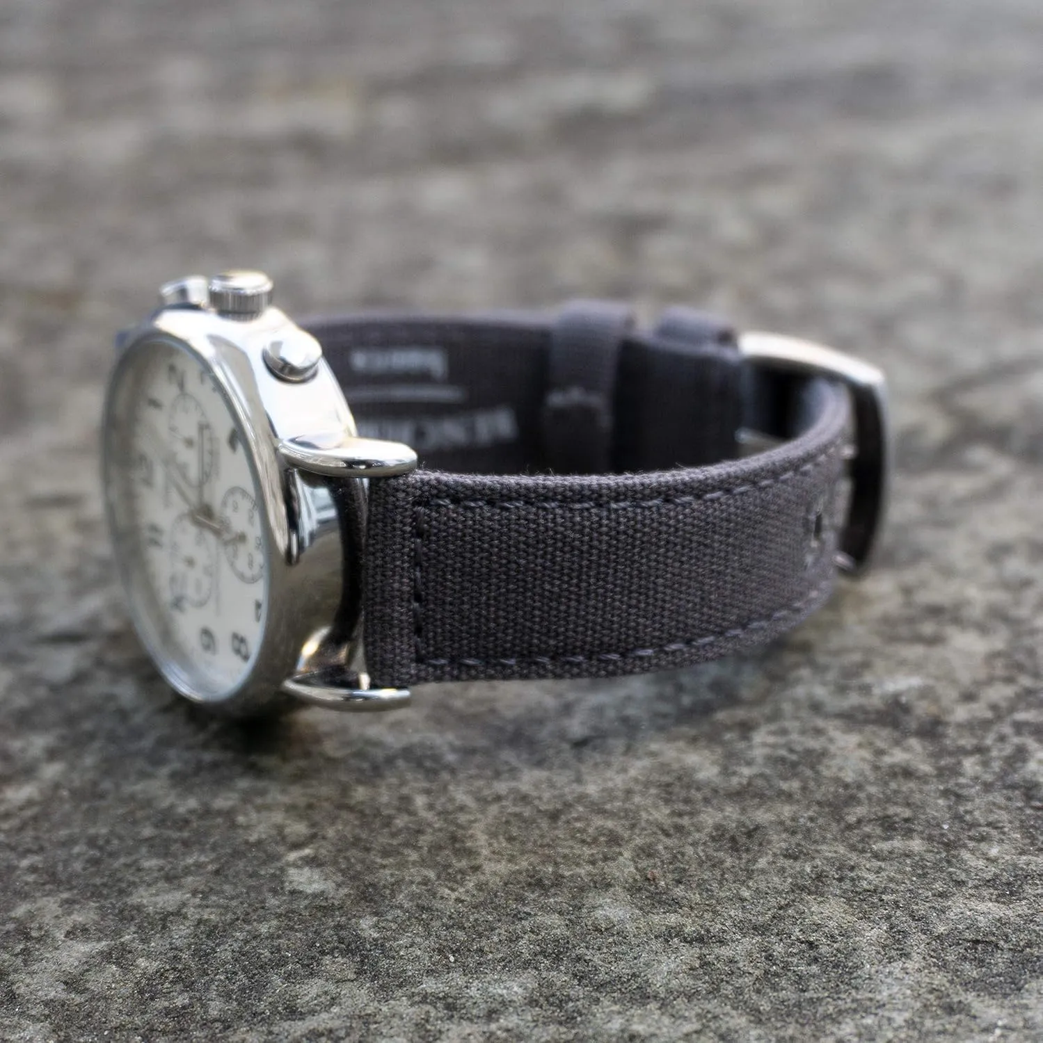 Watch Straps for Men & Women (18mm, Grey) Benchmark Canvas Watch Band - Quick Release tycoon Cotton Fabric 