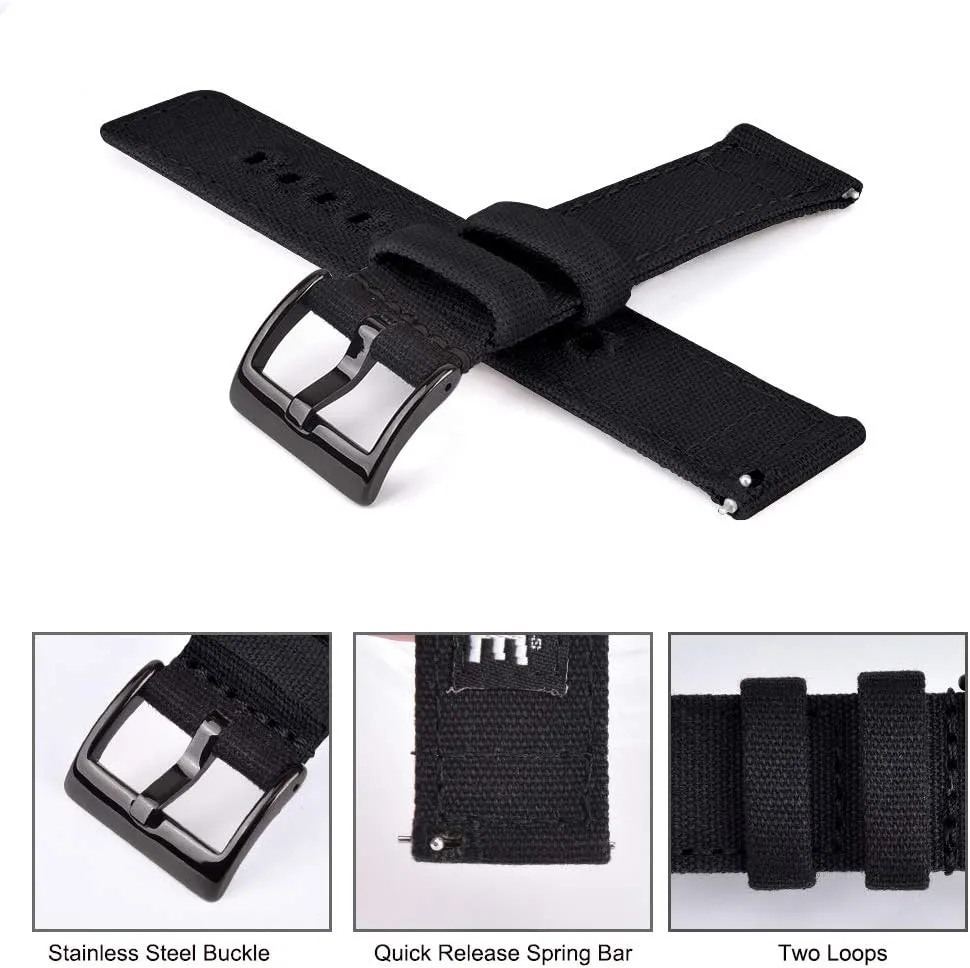 Watch Straps for Men Women, White Elephant Gifts, Stocking Stuffers for Men, Father's Day gifts Ritche Christmas Gift Canvas Vintage Quick Release Watch Band erosion laureate affiliate 18mm 20mm 22mm 24mm Replacement 