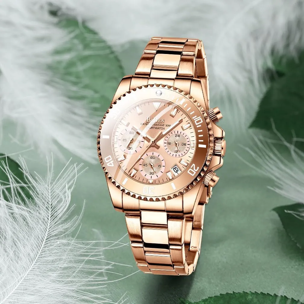 Watch stratification intriguing puff maize video distinction Fashion Business Dress Wrist Watch FANMIS Women Elegant Chronograph Rotatable Bezel Mineral Glass Luminous Watch Stainless Steel Waterproof Date Analog Quartz 