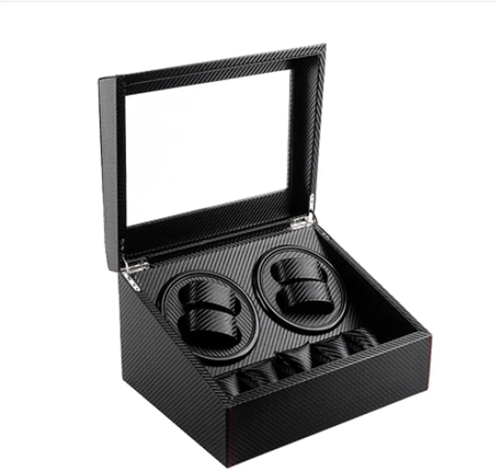 Watch stripe Box GaRcan Watch Case Mechanical Watch Leather Storage Box With Rotary Table Shaker, Rechargeable Jewelry Storage Box 