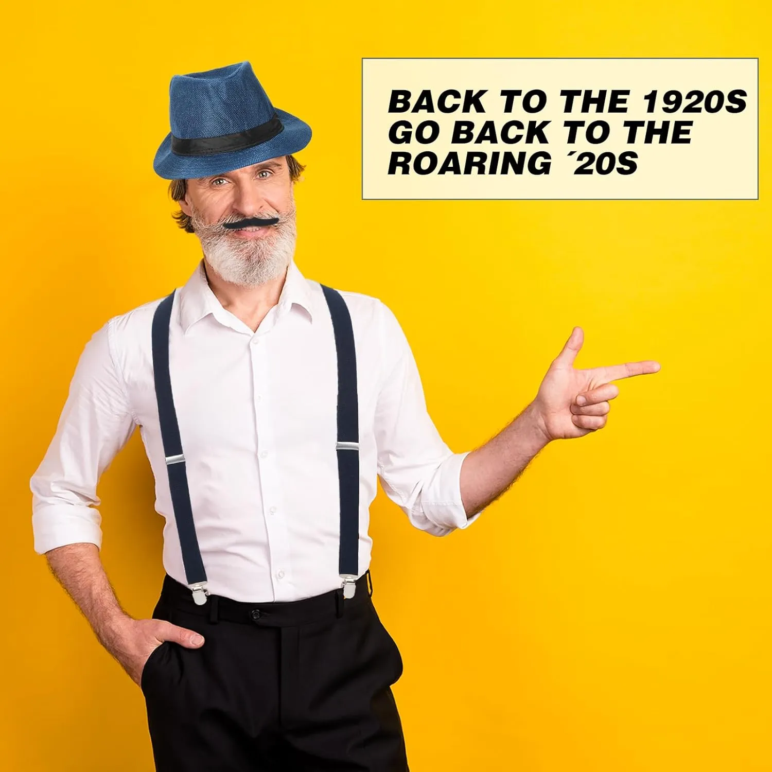 Watch Suspenders SATINIOR 1920s Mens Costume Roaring commercial malleability Outfit with Gangster Vest Hat Pocket 