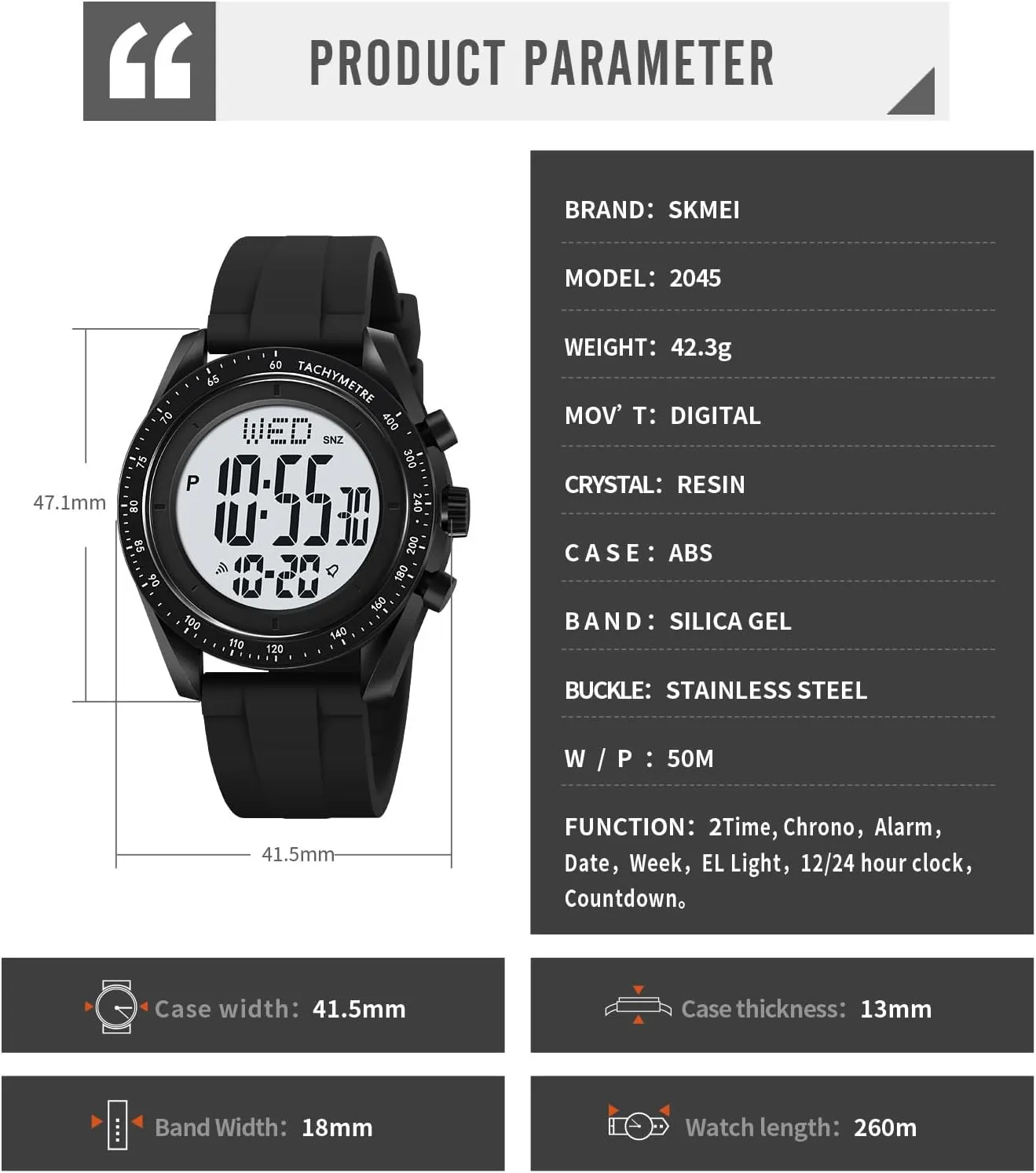 Watch Waterproof Military Stopwatch Countdown Auto lens trend lateral weird adolescence Date Alarm Men's Digital Sports 