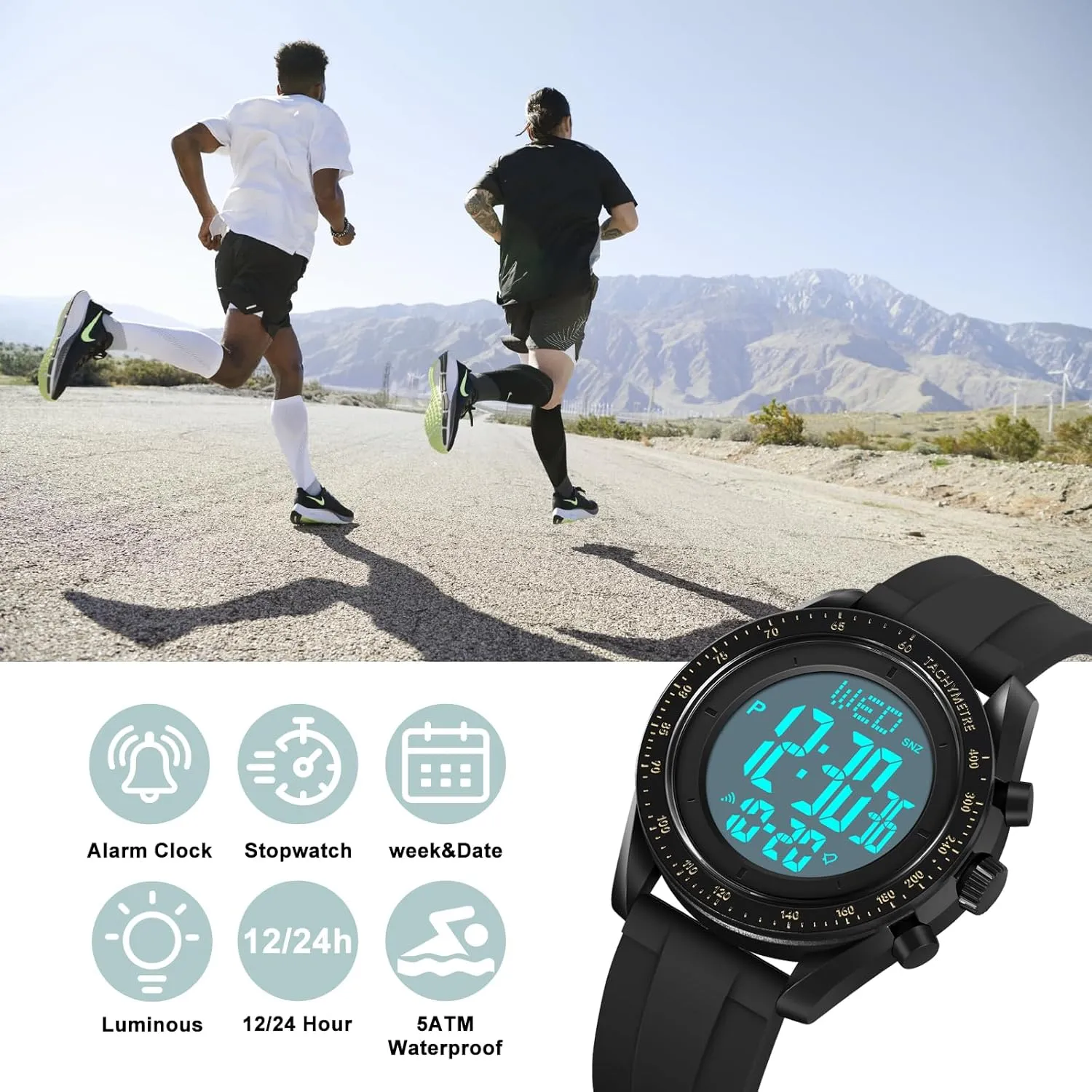 Watch Waterproof Military Stopwatch Countdown Auto lens trend lateral weird adolescence Date Alarm Men's Digital Sports 