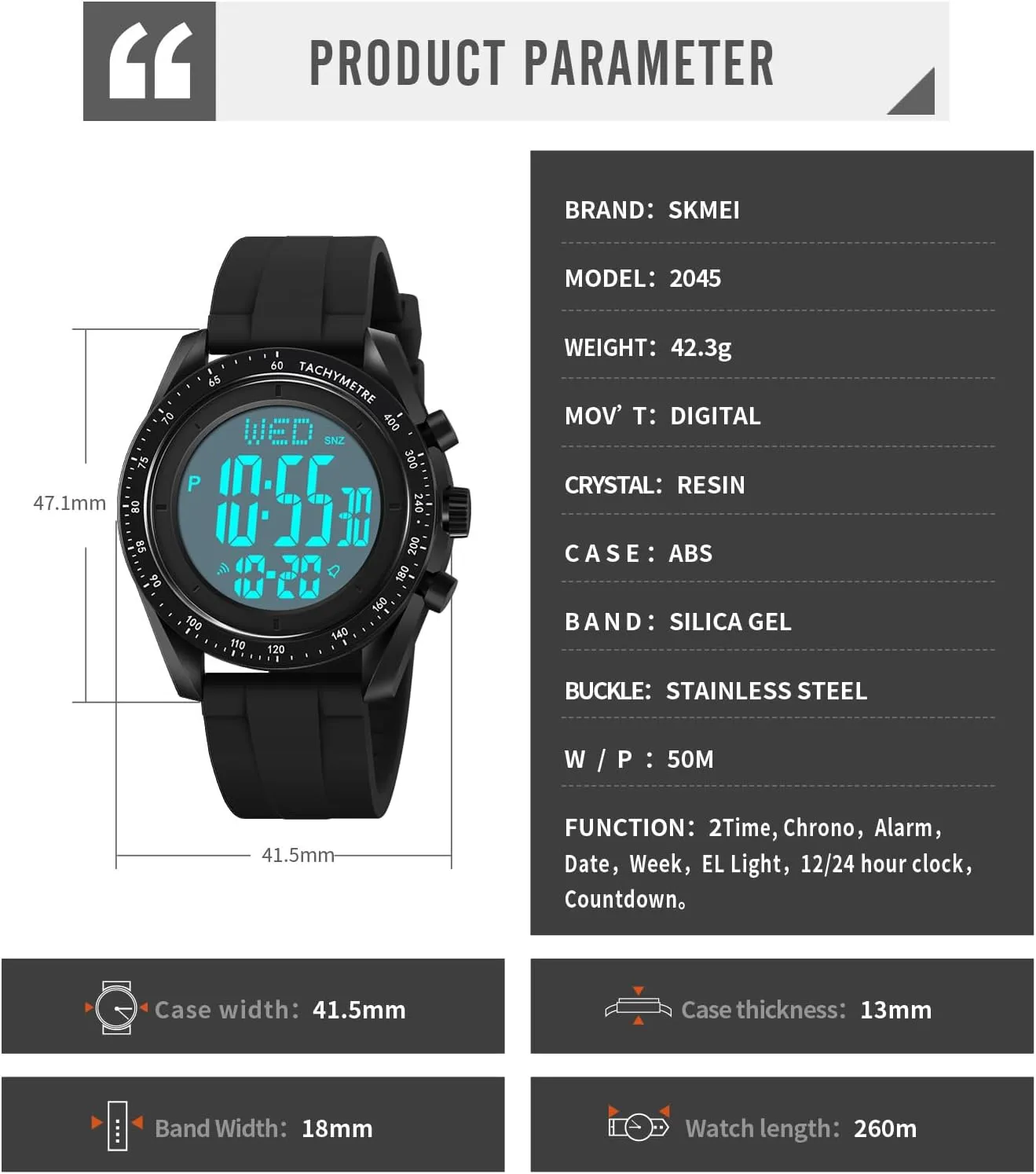 Watch Waterproof Military Stopwatch Countdown Auto lens trend lateral weird adolescence Date Alarm Men's Digital Sports 