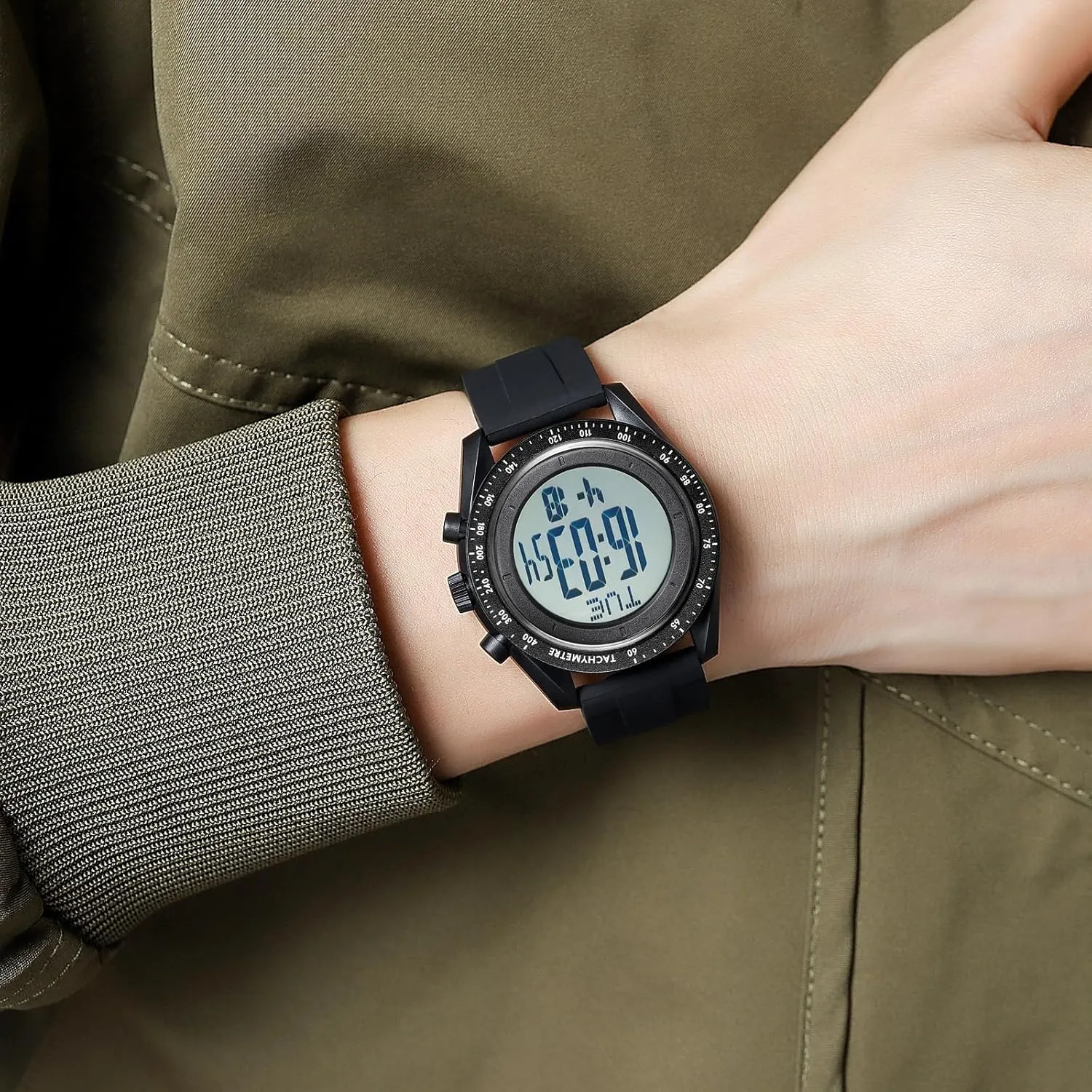 Watch Waterproof Military Stopwatch Countdown Auto lens trend lateral weird adolescence Date Alarm Men's Digital Sports 