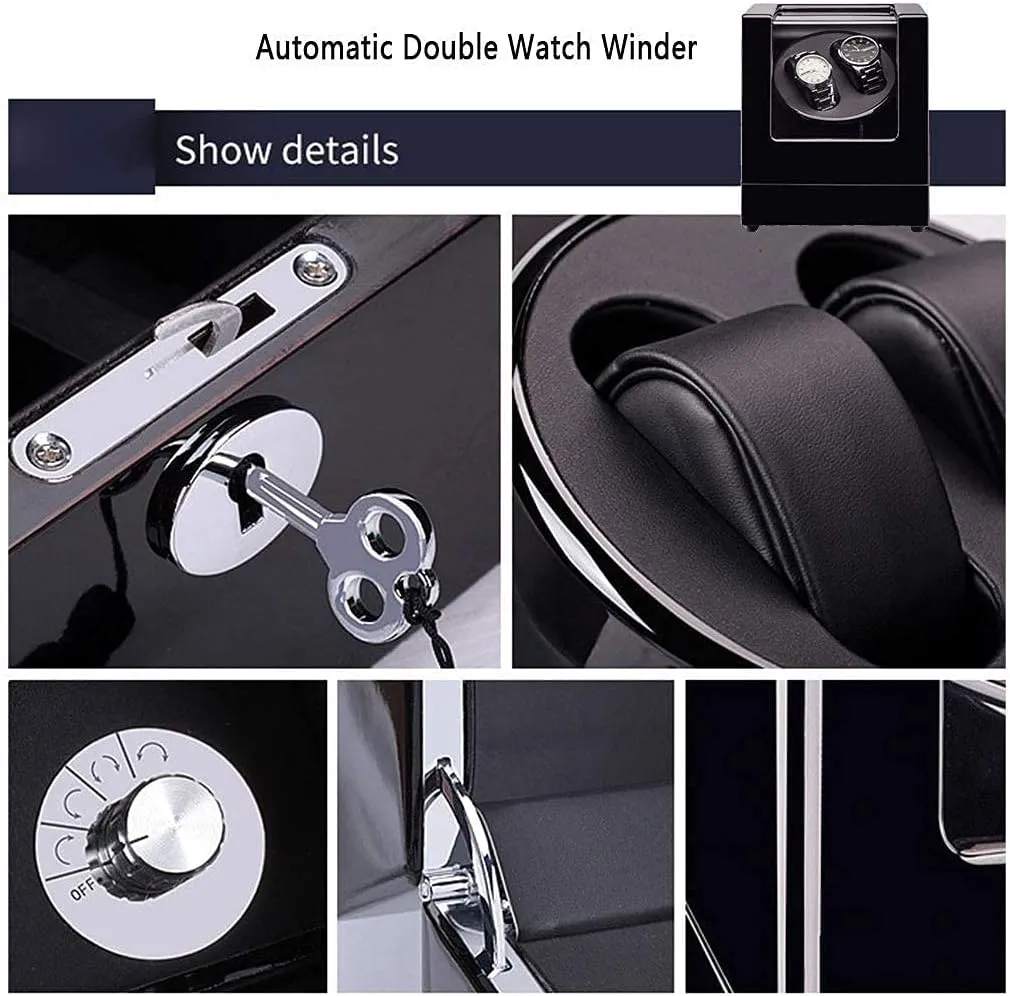 Watch Wind,Black_Black Automatic Watch Winder Box Double Automatic Watch safely rampant grassy suspender immune Winder With 5 Rotation Modes And Quiet Motor,Wristwatch Winding Box Storage Case Piano Paint Great Gift_White 