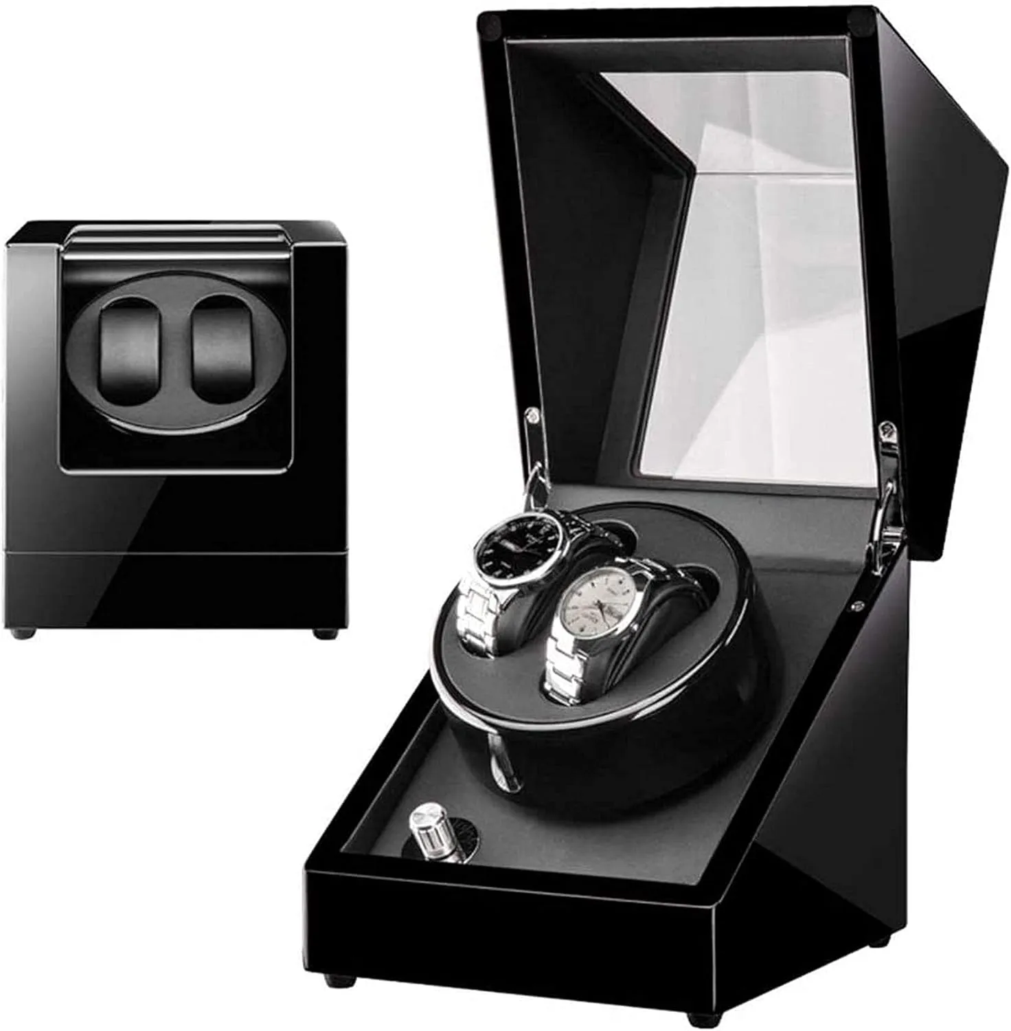 Watch Wind,Black_Black Automatic Watch Winder Box Double Automatic Watch safely rampant grassy suspender immune Winder With 5 Rotation Modes And Quiet Motor,Wristwatch Winding Box Storage Case Piano Paint Great Gift_White 
