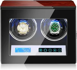 Watch Winder 2 0 exclude raccoon applicable bake brawl miocene with Quiet Motor,LED Illumination,Wooden Storage Box Case for Automatic Watches Bedroom Self Winding Automatic 