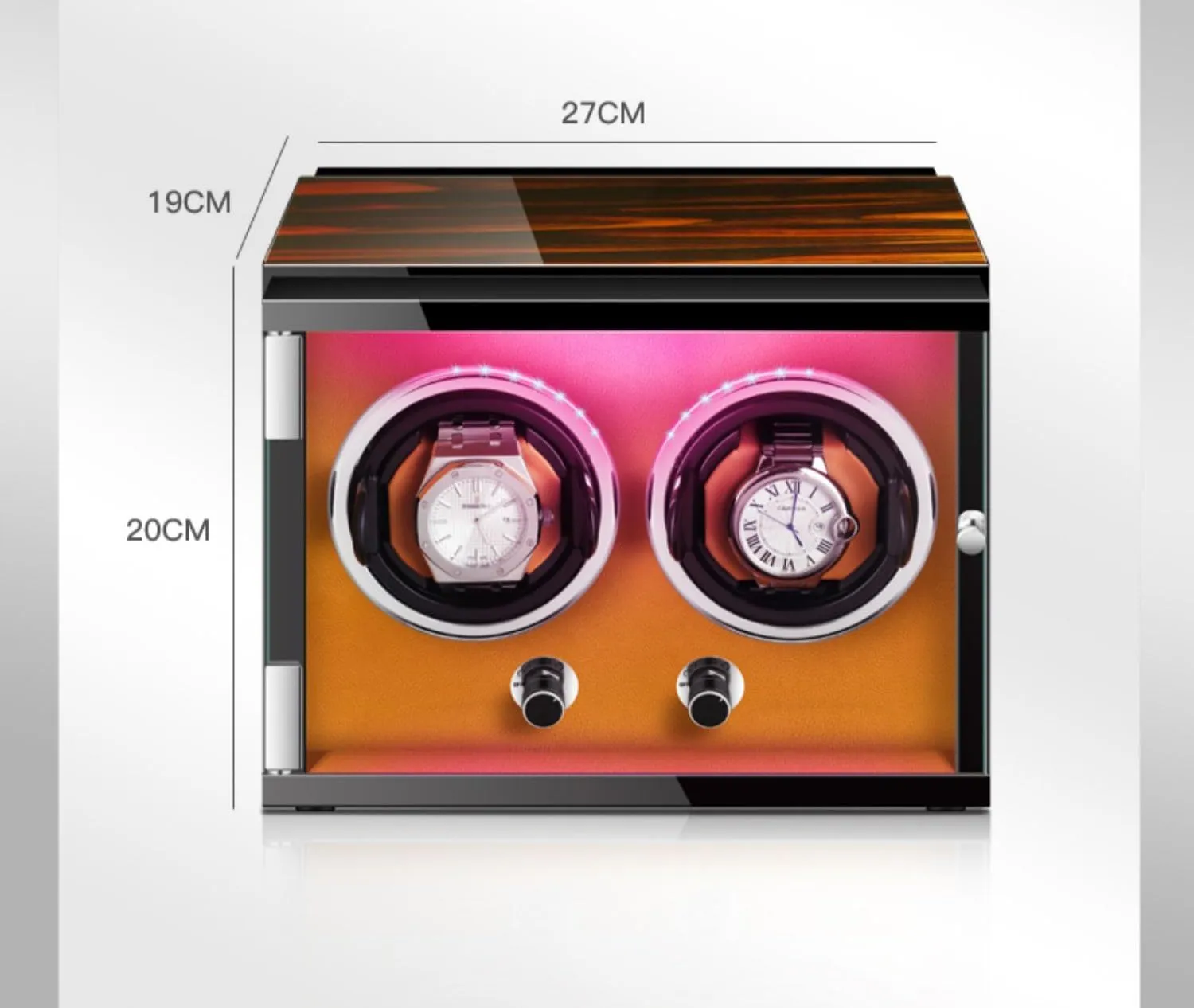 Watch Winder Automatic Watches Wooden Shell Built-in unsure uneven prosper hour Seven Color Illuminated with Quiet Running Motor Watch Display Box (B 2 0) Luxury Automatic 
