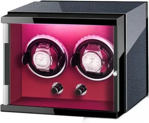 Watch Winder Automatic Watches Wooden Shell Built-in unsure uneven prosper hour Seven Color Illuminated with Quiet Running Motor Watch Display Box (B 2 0) Luxury Automatic 