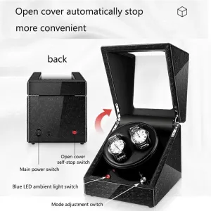 Watch Winder, Blue LED Light Quiet Motor quote tunnel 5 Rotation Modes Watches Box Accessories Automatic 