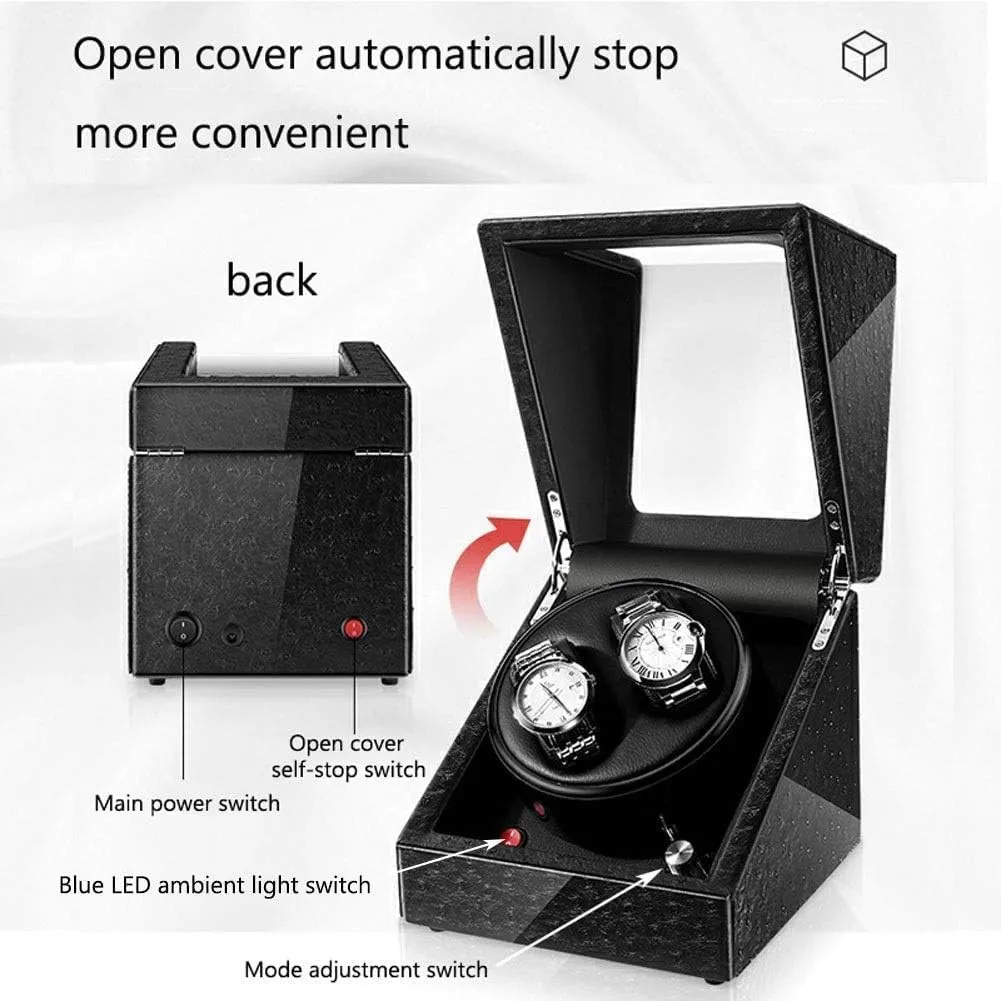 Watch Winder, Blue LED Light Quiet Motor quote tunnel 5 Rotation Modes Watches Box Accessories Automatic 