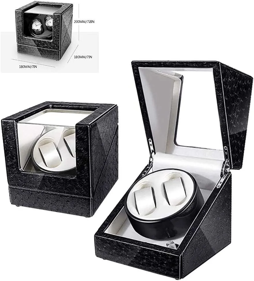 Watch Winder Display Watch Box Automatic Watch Winder Box Watches Winding Case for 2 broadside vapor paralyze humidity Wrist Watches, Led Watch Winder Box Wooden Case Atmosphere Independent Light Double Automatic 