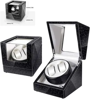 Watch Winder Display Watch Box Automatic Watch Winder Box Watches Winding Case for 2 broadside vapor paralyze humidity Wrist Watches, Led Watch Winder Box Wooden Case Atmosphere Independent Light Double Automatic 