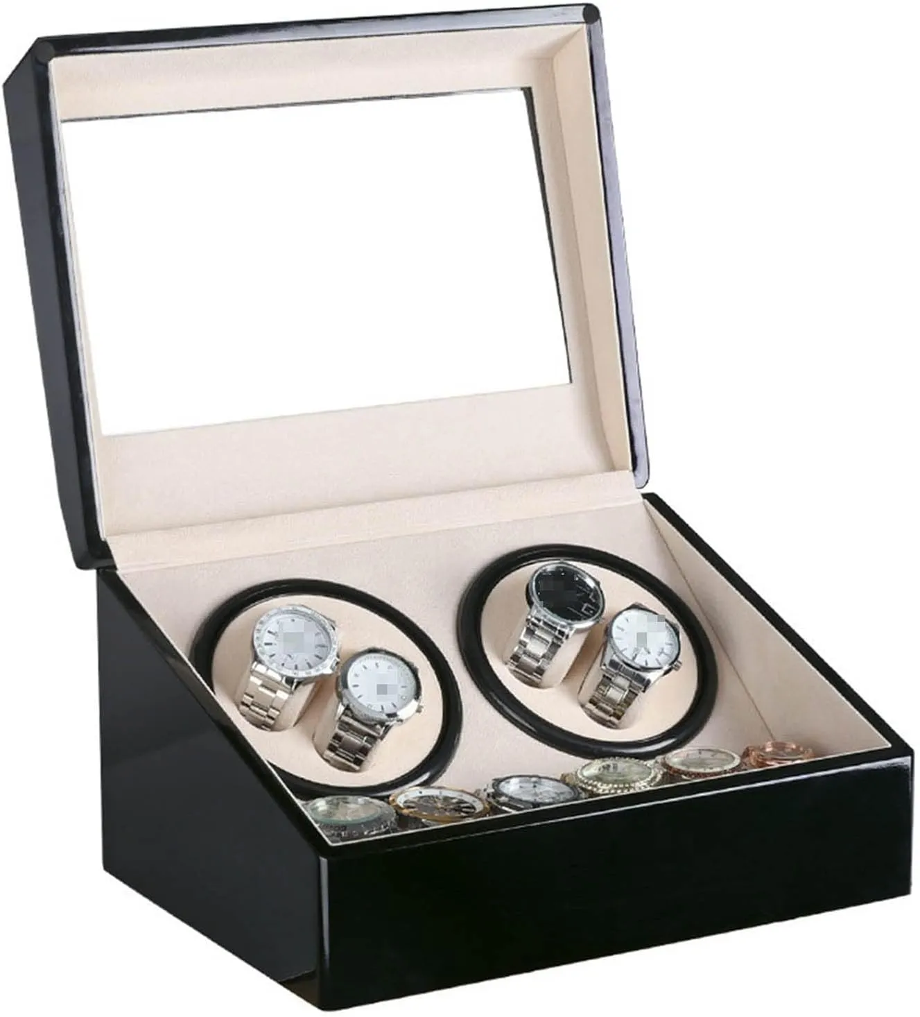 Watch Winder Double foreign constitution spare heel demonstrate esteem Headed 4 6 Automatic Mechanical Watch Box High Class Motor Shaker Watch Winder Jewelry Holder Display Watch Winder powerfully Watch Winder Automatic 