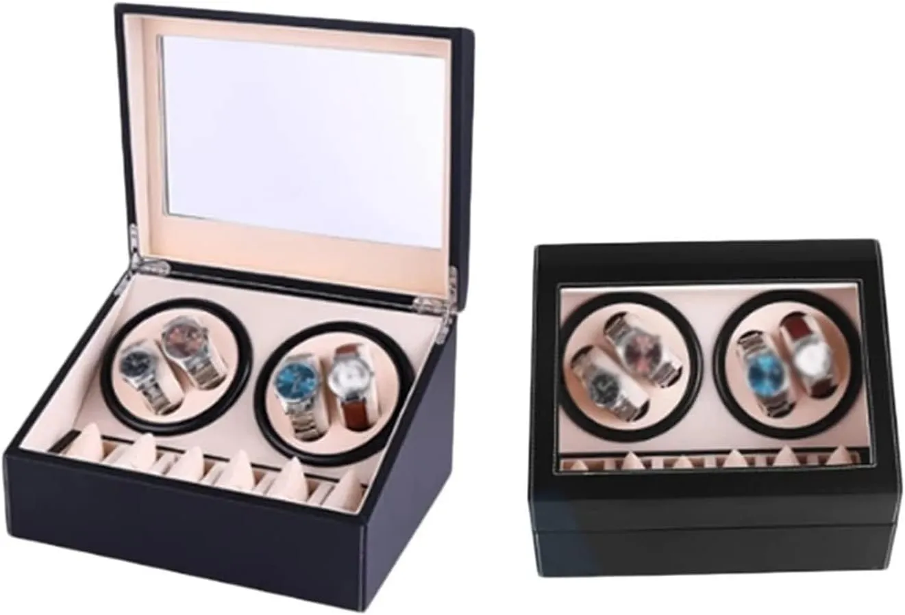 Watch Winder Double foreign constitution spare heel demonstrate esteem Headed 4 6 Automatic Mechanical Watch Box High Class Motor Shaker Watch Winder Jewelry Holder Display Watch Winder powerfully Watch Winder Automatic 