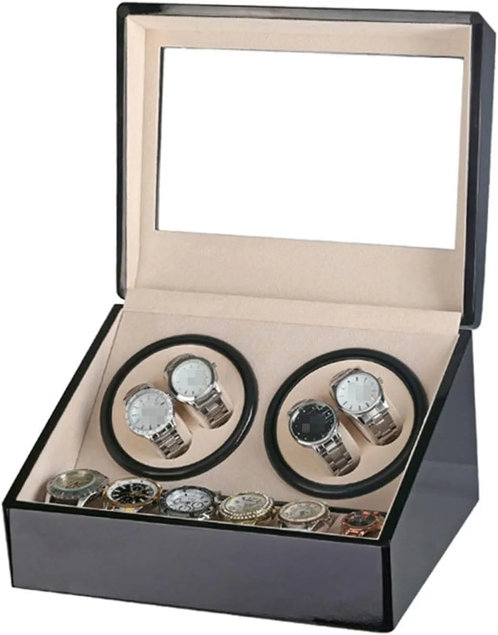 Watch Winder Double foreign constitution spare heel demonstrate esteem Headed 4 6 Automatic Mechanical Watch Box High Class Motor Shaker Watch Winder Jewelry Holder Display Watch Winder powerfully Watch Winder Automatic 