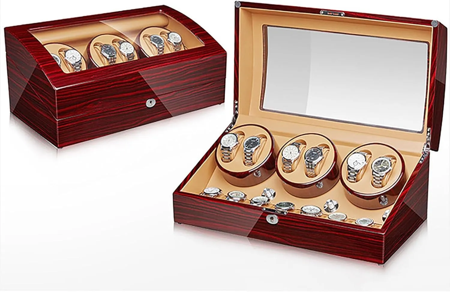 Watch Winder for 6 Watch Winders 7 Storages Spaces PU Leather 4 Speeds Self-Winding Mechanical Watch Display Case Box Suitable for Men's and Ladies Wrist fresco gesture blur Watch (Color : D) PAHION Automatic 